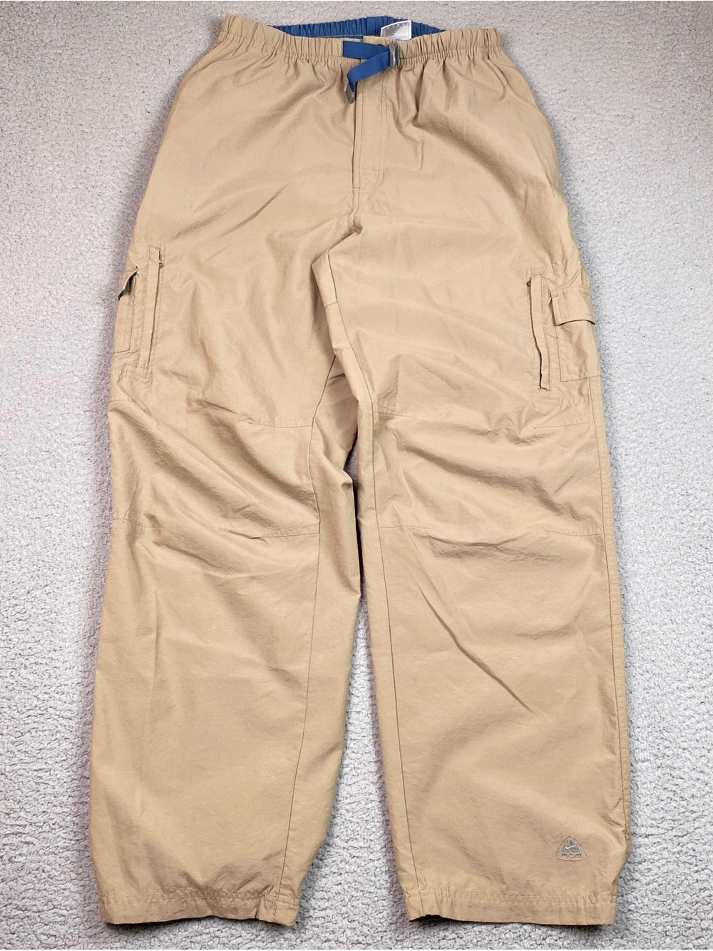 Nike ACG Pants Mens Size L Beige Belted Baggy Cargo Hiking Vintage Elastic Waist